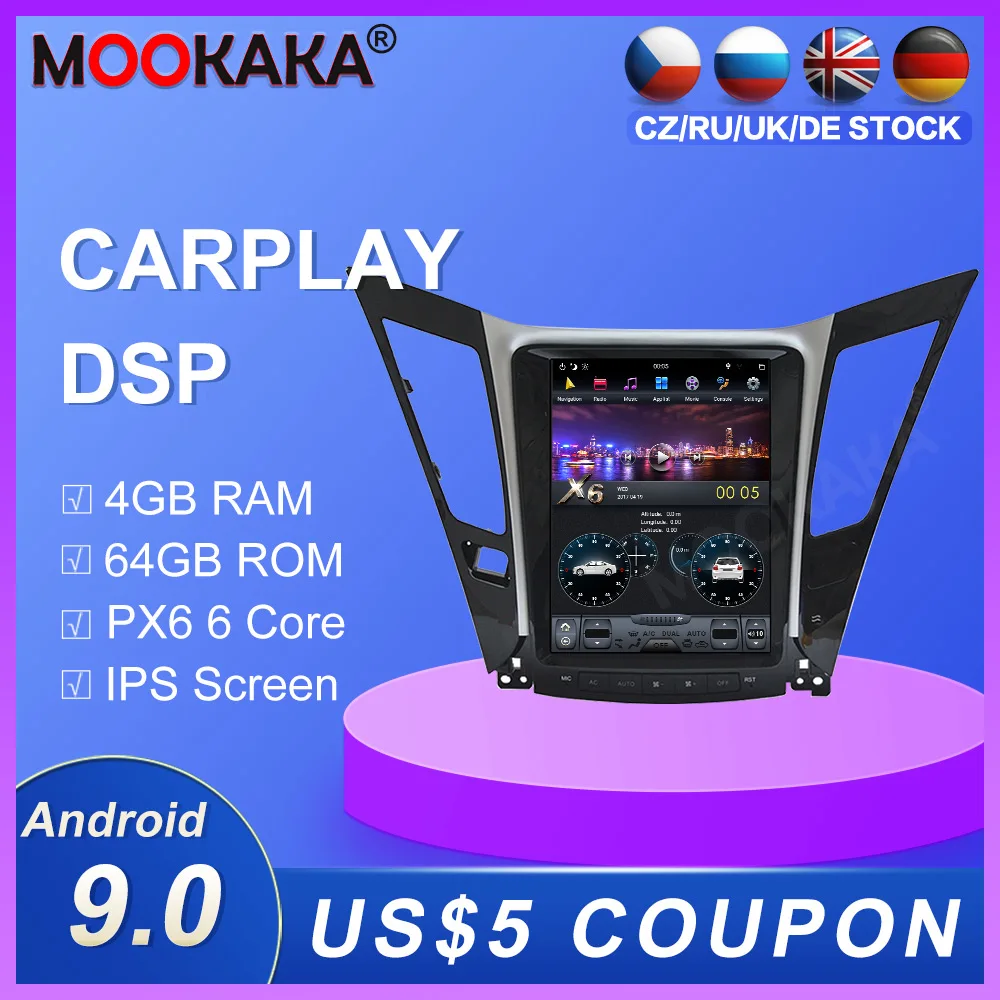 online Navegação Gps Do Carro De Android 9.0 Px6 4gb Para Hyundai Sonata 8 2012-2014 Recor Estereofônico Da Fita Do Rádio Do Reprodutor Dos Multimédios Da Unidade Central