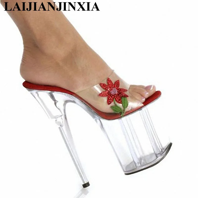 New 20CM High Heels Slippers Club Night Sexy Pole Dancing Shoes Platform Women Shoes Slip-On Dance Shoes E-021