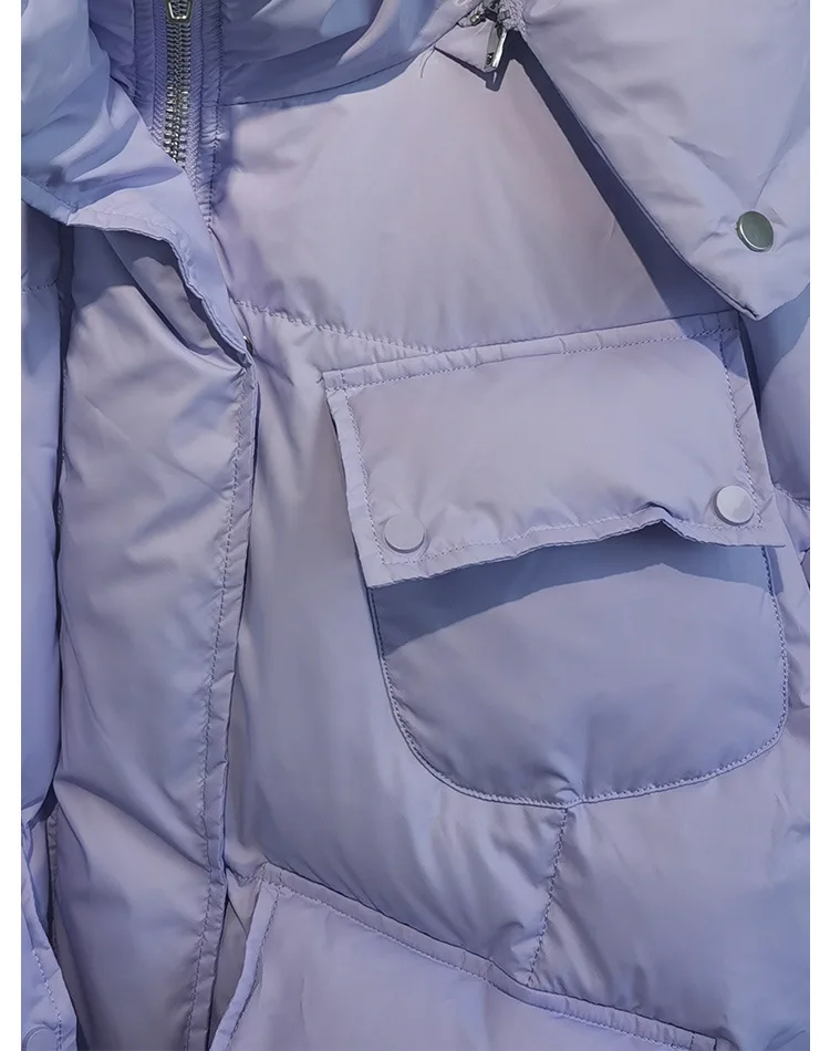 

Niche design 2021 winter new hooded short loose purple down jacket jacket female tide ins