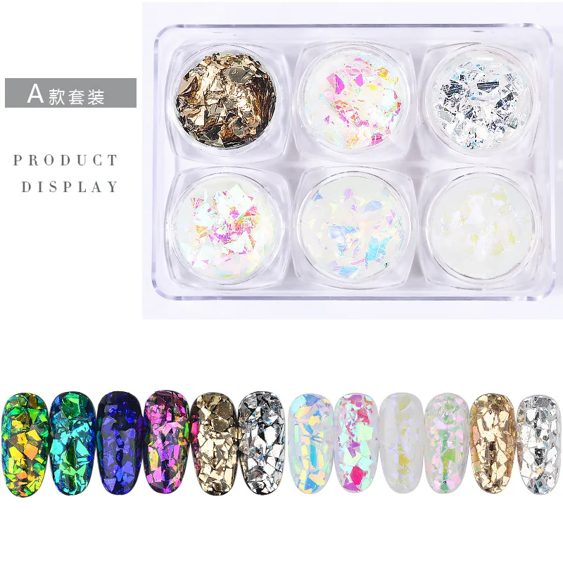 

Nail Art Jewelry Glass Shards Douyin Net Red New Irregular Gold Foil Tin Foil Symphony Nail Sequins