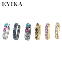 eyika chic simple gold silver color rectangle small hoop earrings rainbow crystal zircon women aretes fashion engagement jewelry
