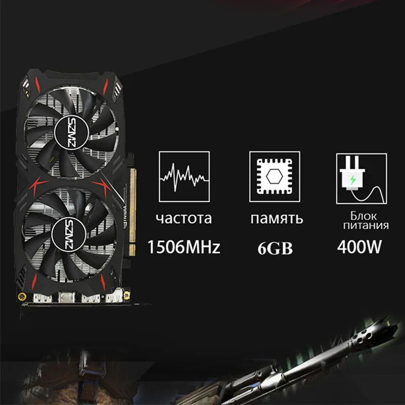 Оригинальная видеокарта SZMZ GTX 1060 6 ГБ GPU 960 бит GDDR5 для игр NVIDIA более сильной