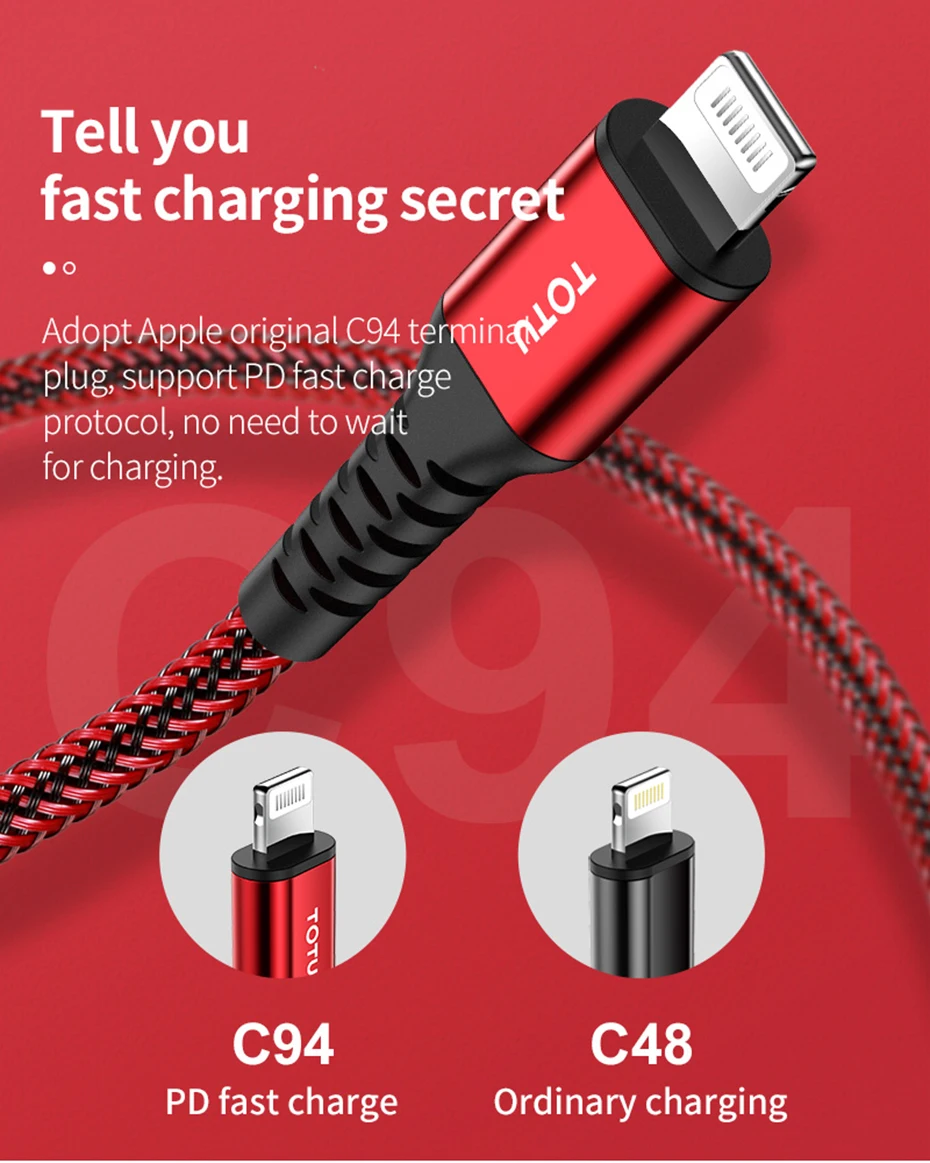 TOTU MFi 18 Вт PD USB C для осветительного кабеля для iPhone 11 Pro Max MacBook IPad Pro Быстрый зарядный кабель USB type C кабель для зарядного устройства данных