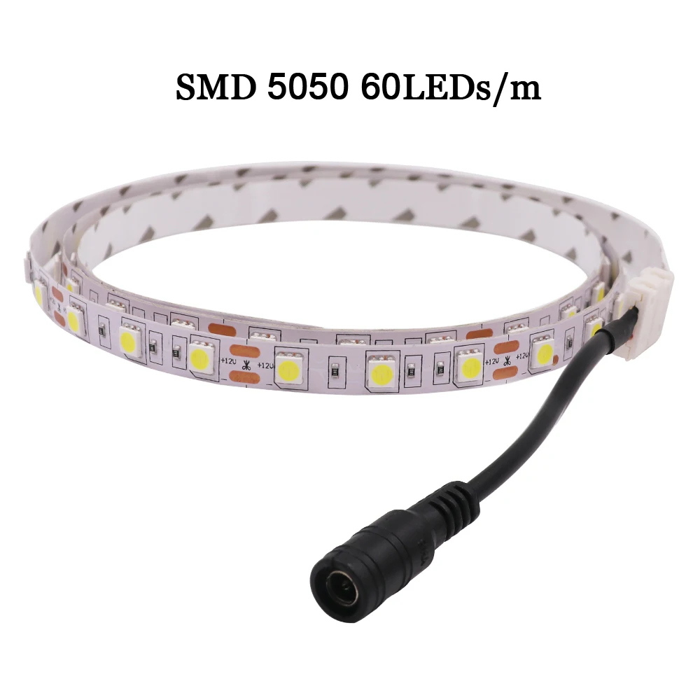 SMD 5050 Led Strip Light RGB 60LED/120LED Waterproof Light Tape Ribbon Warm White DC Connector Soft Strip Lights Home Decoration