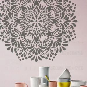 60cm - 100cm Stencil Mandala Extra Large For Painting Big Wall Flower Round Walls Decors Brick Templates S108