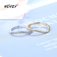 nehzy 925 sterling silver new woman fashion jewelry high quality retro simple curved single row crystal zircon gold silver ring