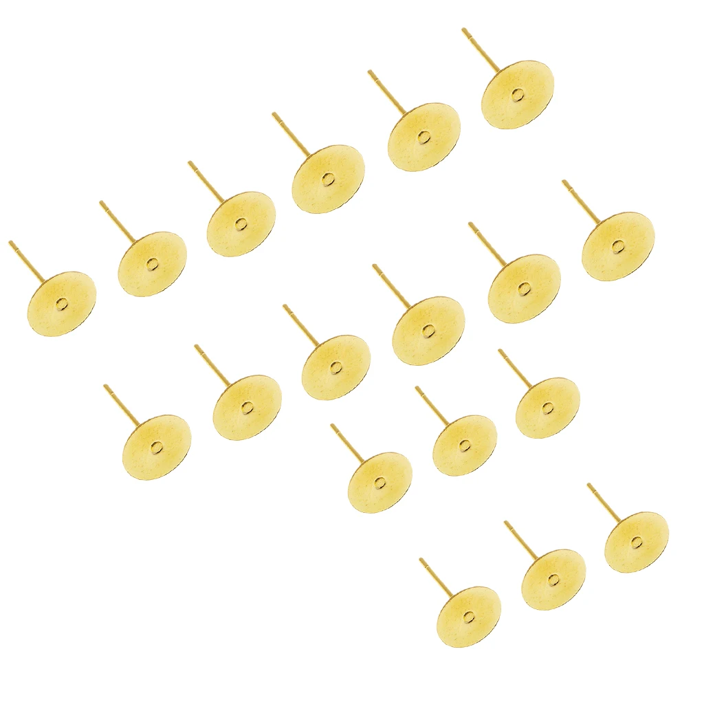 

200Pcs Round Bezel Blank Tray Copper Stud Earring Post Accessories 6/8/10mm