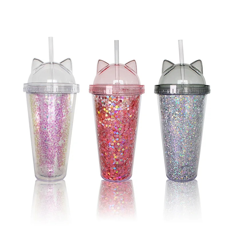

Plastic cup BPA Free Bottle 14OZ straw