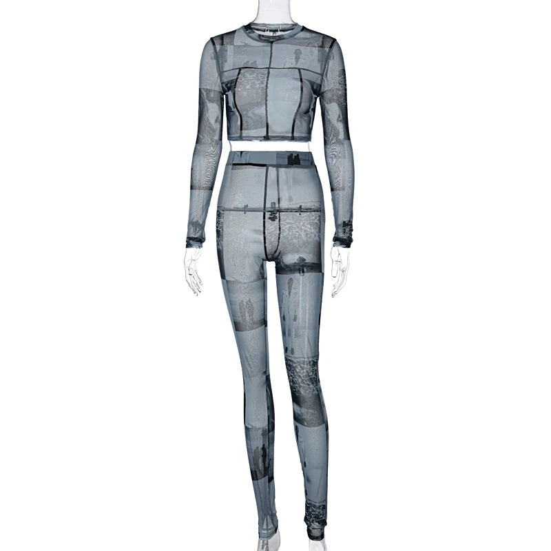 

Print 2 Peice Set Women Matching Sets Fall Crop Top and Pants Set Women Tracksuit Club Sexy Two Piece Outfits for Women hot sale