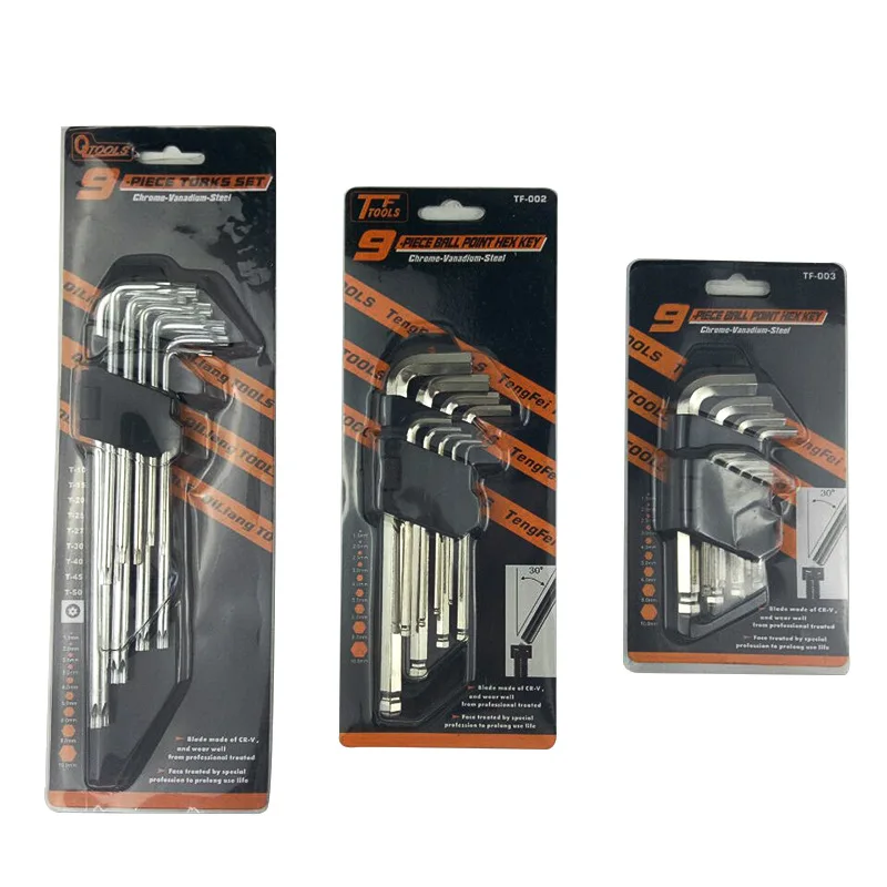 Высококачественный шестигранный ключ 9 шт. плоский торцевой гаечный