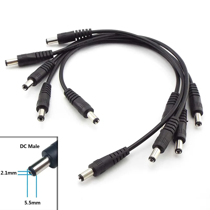 

5pcs 3A Power Cable 5.5mm x 2.1mm Jack Plug Male to Male CCTV Adapter Connector Wire 12V Extension Cords
