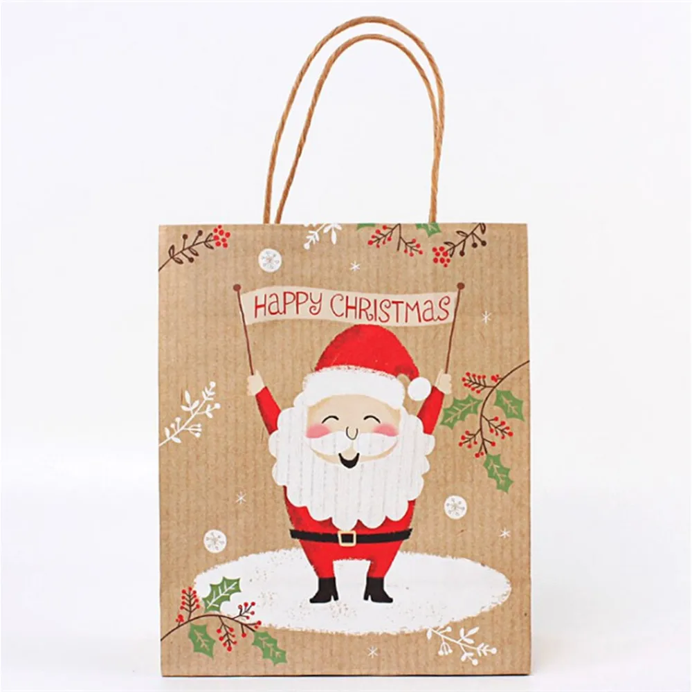4pcs Mixed Christmas Gift Bags Santa Sacks Kraft Paper Bag for Wedding Decor Party Favor Box Packaging Guests | Дом и сад