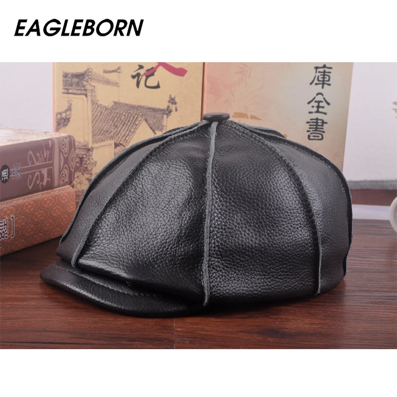EAGLEBORN Осень зима 2021 мужские кожаные кепки мужская и женская восьмиугольная кепка
