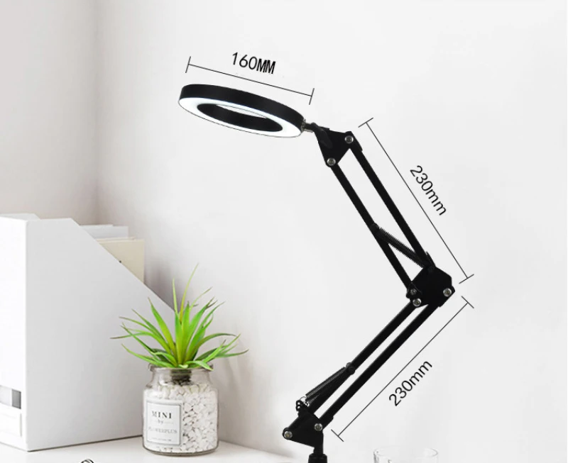 

5X Illuminated Magnifier USB 3 Colors 72 LED Magnifying Glass For Soldering Iron Repair/Table Lamp Beauty Tool With Clamp 2021