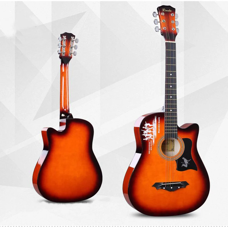 Акустическая гитара 38 дюймов акустическая фолк для начинающих 6 струн липа с