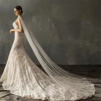 2022 myyble wedding veil cape one layer cathedral length simple long cheap elegant shoulder bridal wrap rhinestone