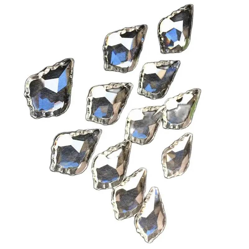 

10pcs Top Quality 38*22mm Clear Crystal Chandelier Maple Leaf Prts Glass Lighting Pendants (Free Rings) Curtain Accessories
