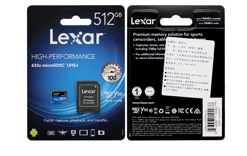 Lexar Оригинальная карта памяти 633x максимальное значение скорости 95 МБ/с./с 32 Гб SDXC класс 10 Micro SD карта 64 Гб 128 ГБ U3 UHS-I V30 TF Microsd