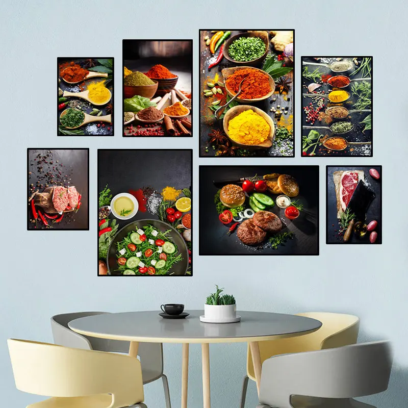 

Vegetable Grains Spices Kitchen Cuadros Scandinavian Posters and Prints Canvas Paintings Wall Art Picture Decor HD0133