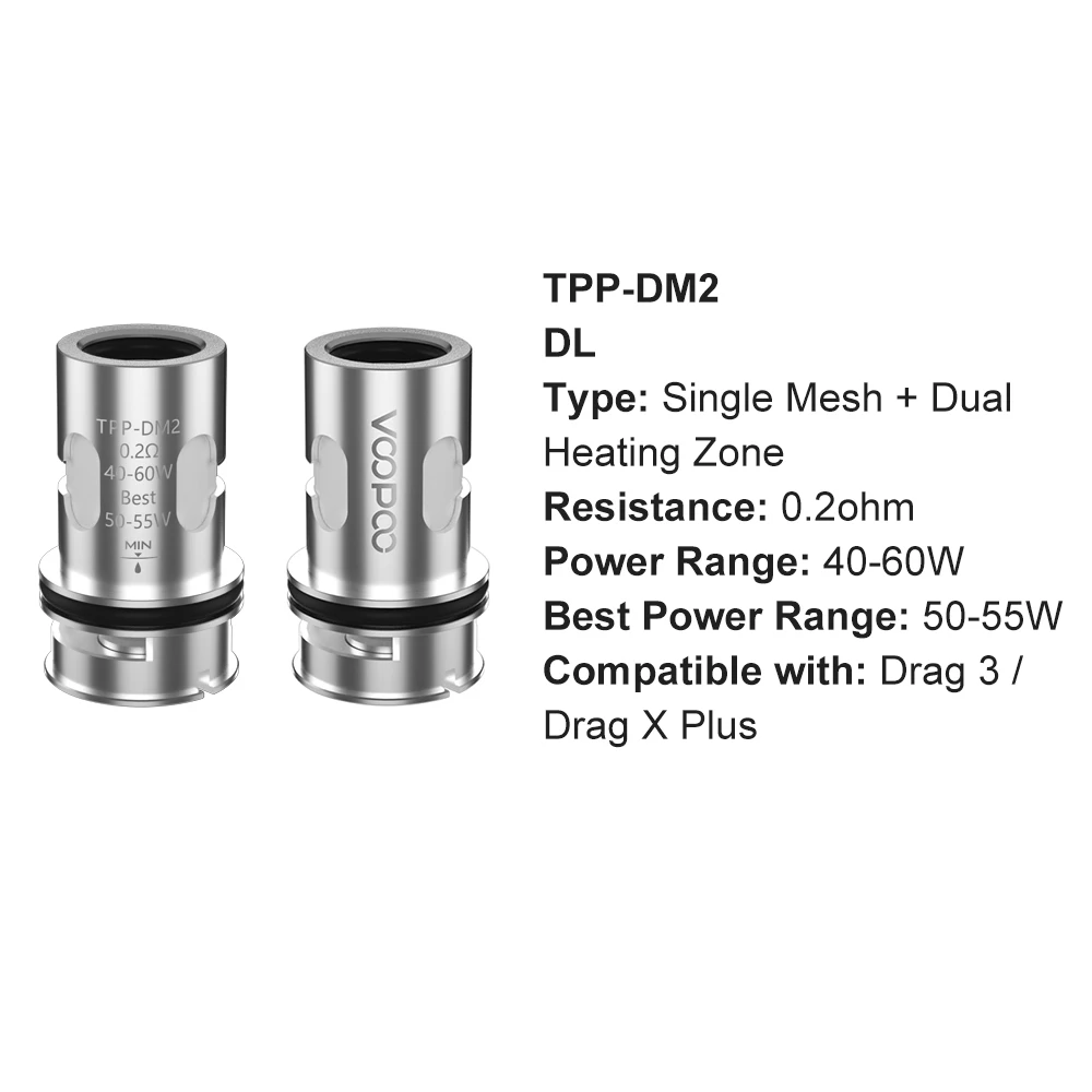 VOOPOO TPP DM2 сетчатая катушка сопротивление 0 2 Ом DL головки 40-60 Вт для Drag X Plus 3 S Pro |