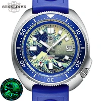 steeldive kanagawa surf abalone series mechanical watch for men super luminous 200m waterproof sd1970j nh35 classic dive watch