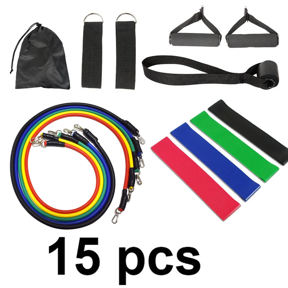 

15 Pcs Resistance Bands Set Fitness Bands Resistance Gym Equipment Exercise Bands Pull Rope Fitness Elastic Training Expander