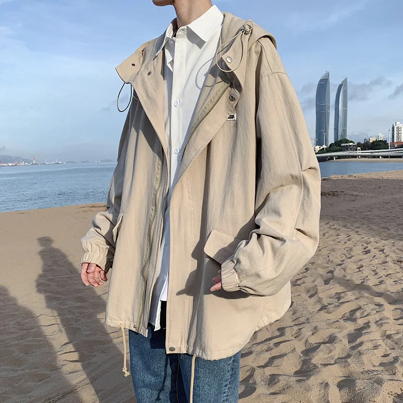 

2021 Autumn Winter New Fashion Japanese Style Men's Casual Coats Long Loose Turn-down Collar Designer Design Trench with Pockets