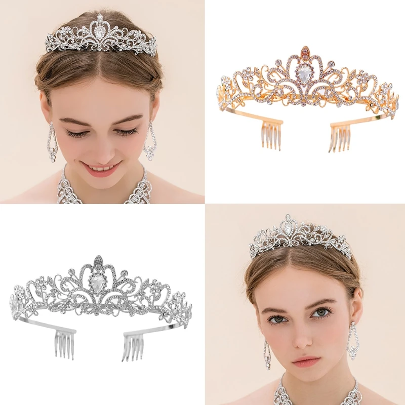 

Хрустальная корона, тиара с гребнем, повязка на голову для женщин, для свадьбы, дня рождения, вечеринки, принцессы, винтажные свадебные аксес...