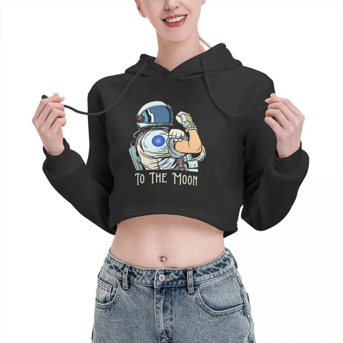 

Open navel Cat Ear Hoodie Sweater Cardano We Can Do It AstronautTo The Moon Space Man rope Humor Graphic sexy Chainlink Hoodie