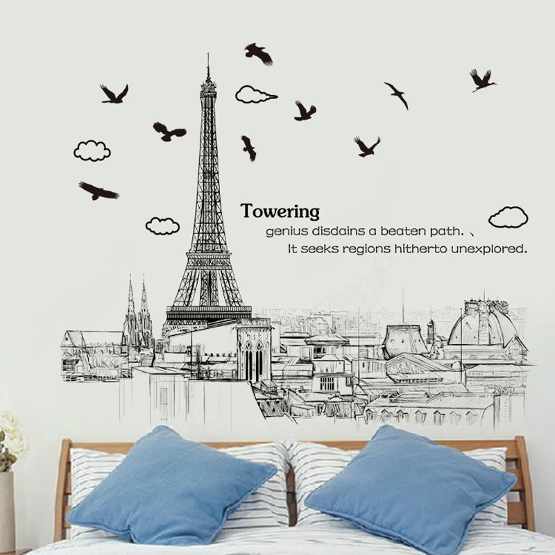 Большие строительные набор Пейзаж съемные виниловые наклейки на стену домашний