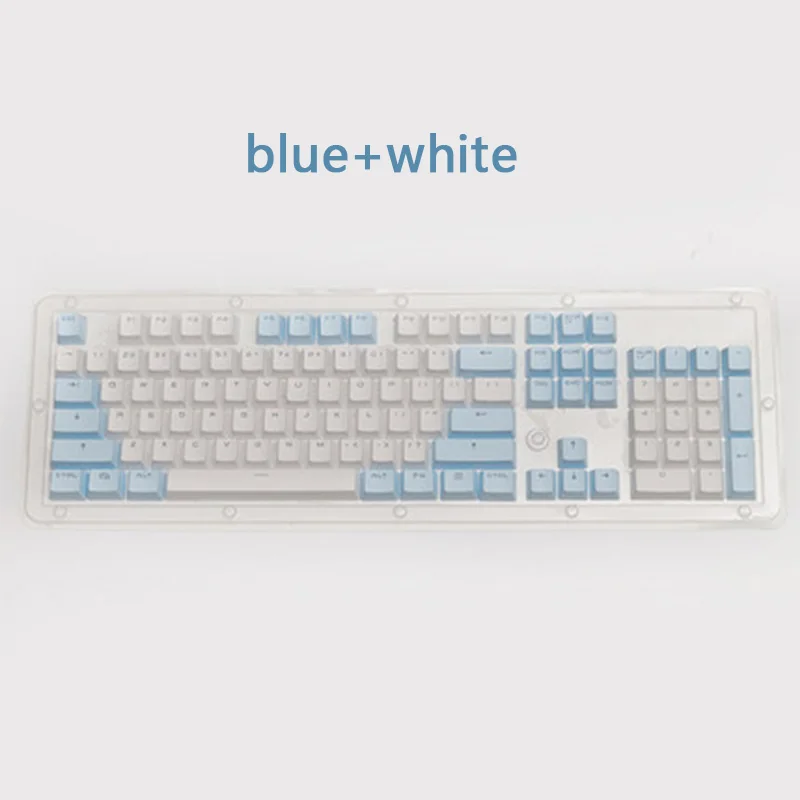 blue white PBT Translucent Backlight Keycaps 104 Keys Mechanical Keyboard Key Cap Double Shot Key Cap For Cherry MX - Цвет: blue white