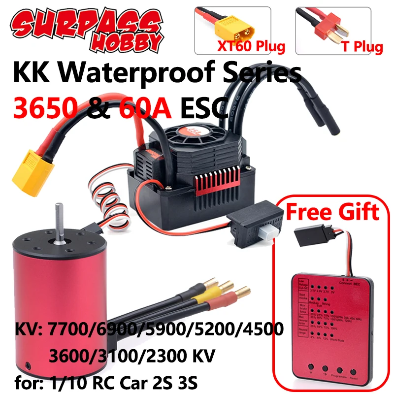 Surpass Hobby KK Combo ESC бесщеточный двигатель 3650 2300/3100/4500/5200/7700KV с 60A XT60 разъем карта