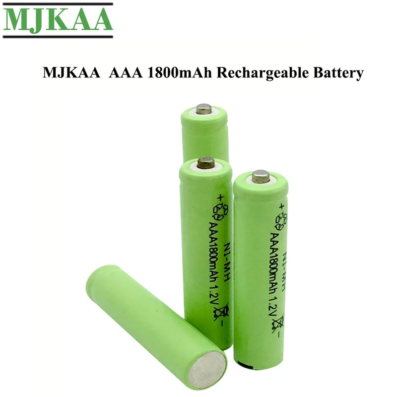 MJKAA 4 шт. AAA 1 2 V 1800mAh Ni-MH аккумуляторная батарея никель-металл гидрид 3A батареи для