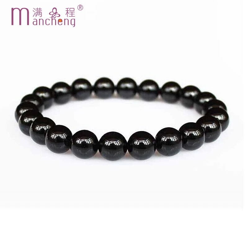 Мода унисекс Симпатичные 10 мм черный 22 шт Круглые бусинки жемчуга браслет