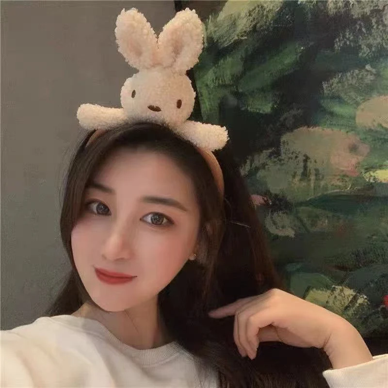 

Cute Rabbit Bear Plush Hairband Girl Heart Cartoon Doll Headband Washing Face Pressure Hairband Headdress Headband