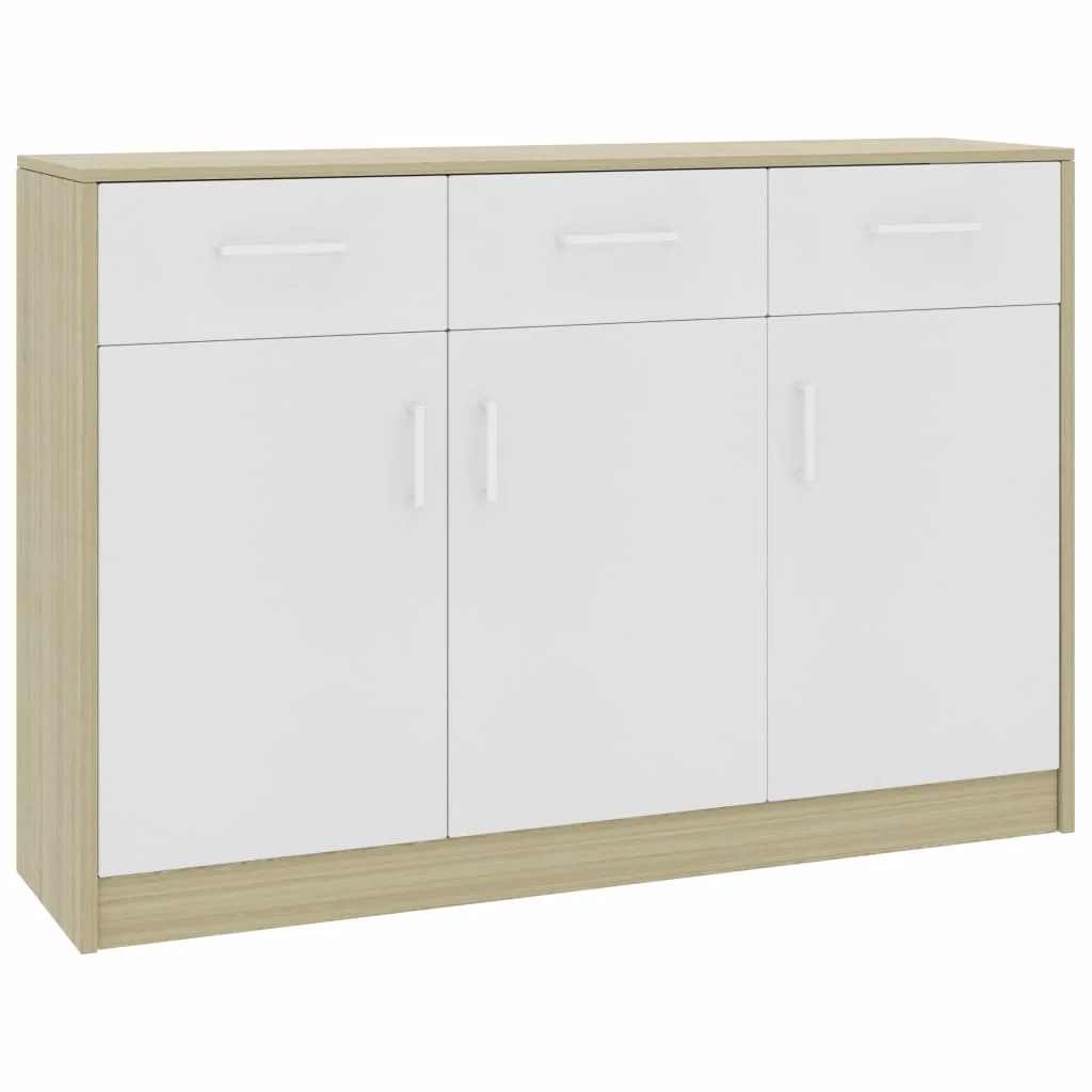 

Sideboard White and Sonoma Oak 43.3"x13.4"x29.5" Chipboard