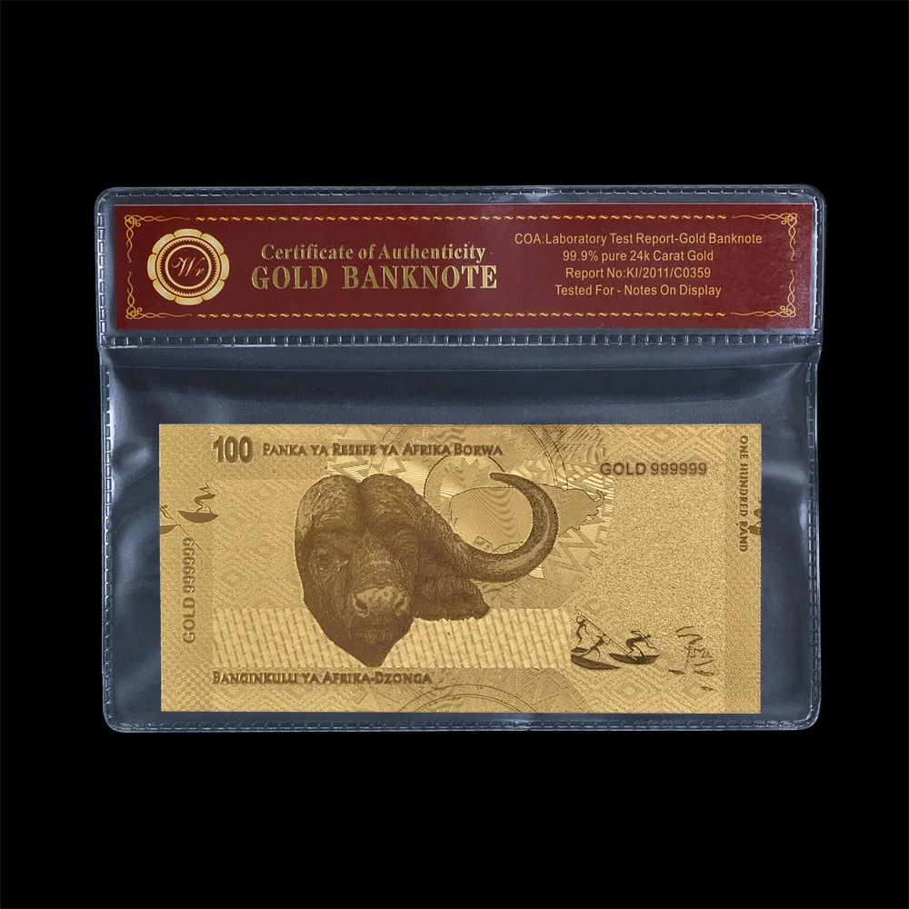 WR поддельные купюры Южная Африка 100 Золотая фольга для банкнот с пластиковой