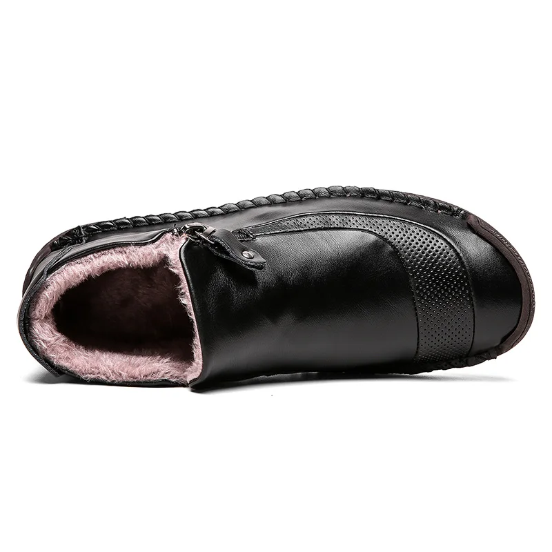 2019 г. Новые зимние ботинки мужские меховые теплые плюшевые кожаные