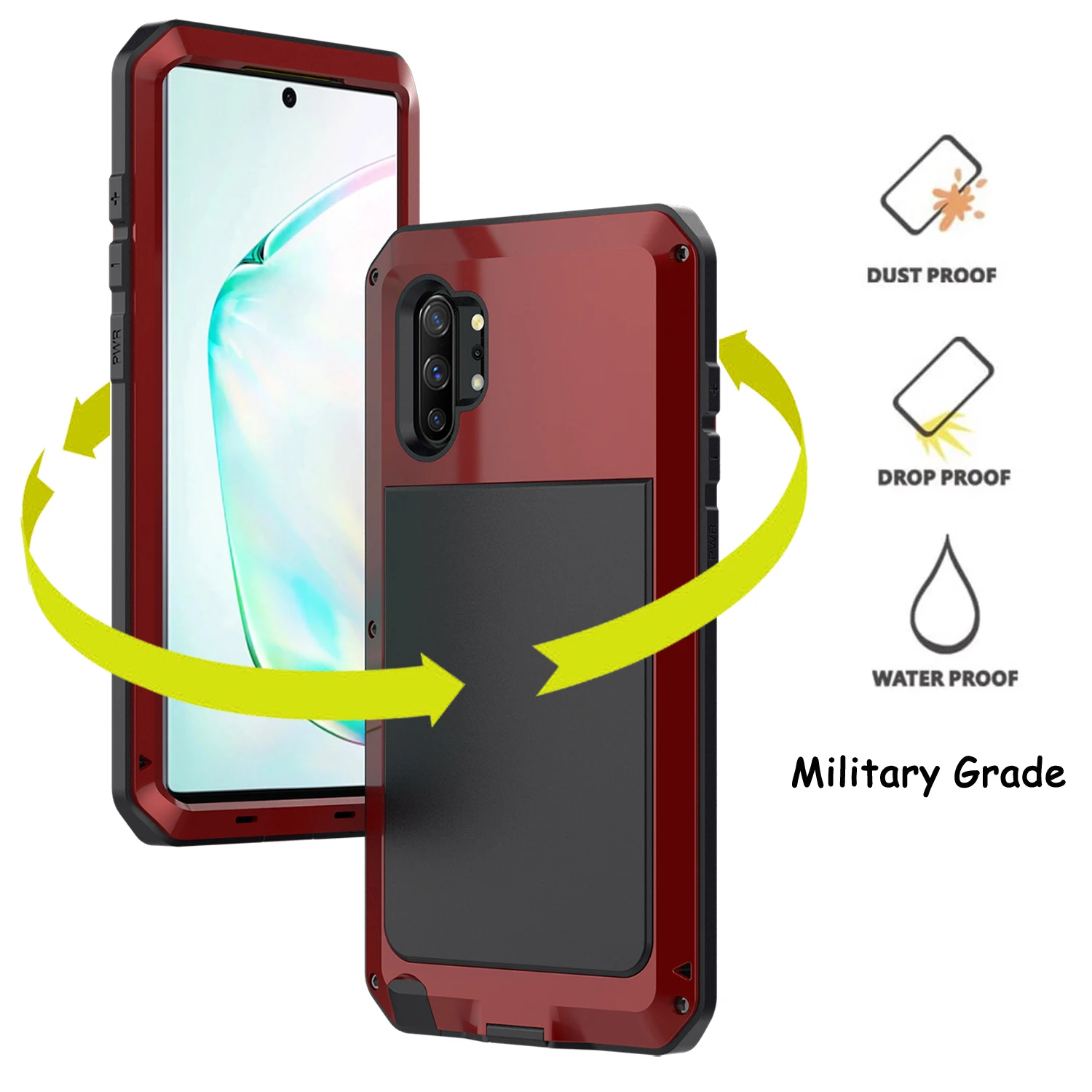 

For Samsung Galaxy Note 10 Case Aluminum Metal+ Silicone Cover Original Shockproof Drop Heavy Duty Protection Armor for Note10