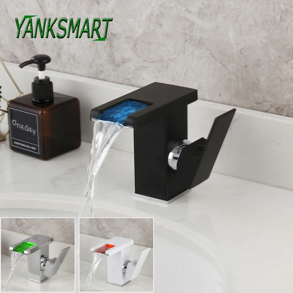 YANKSMART LED смеситель для ванной комнаты Водопад с одной ручкой раковины