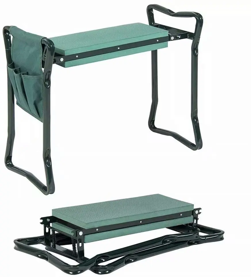 

Folding Garden Chair Kneeler and Seat with Bonus Tool Stainless Steel Garden Stool with EVA Kneeling Pad Bearing 150KG
