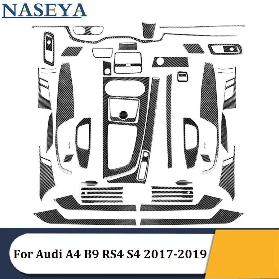 

For Audi A4 B9 RS4 S4 2017 2018 2019 Carbon Fiber Black Sticker Car Interior Decorative Accessories Various Parts