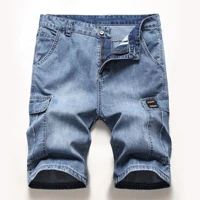 mens jeans shorts with pockets straight washed denim shorts men casual shorts mid waist zipper cargo shorts streetwear pants