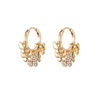 new cute charming butterfly rose gold silver plated hoop earrings female girl gift high quality cz jewelry 2020