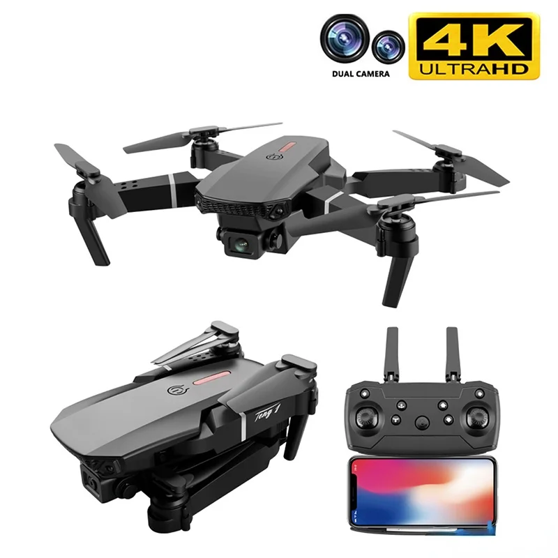 

2021 New E88 Pro Drone 4k HD Dual Camera Visual Positioning WiFi Fpv Mini Drone Height Preservation Rc Quadcopter Gifts Toys