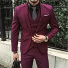 Мужской классический костюм из трех предметов, смокинг с пиковыми лацканами, свадебные костюмы для шафера, модный мужской деловой пиджак + брюки + жилет, 2021
