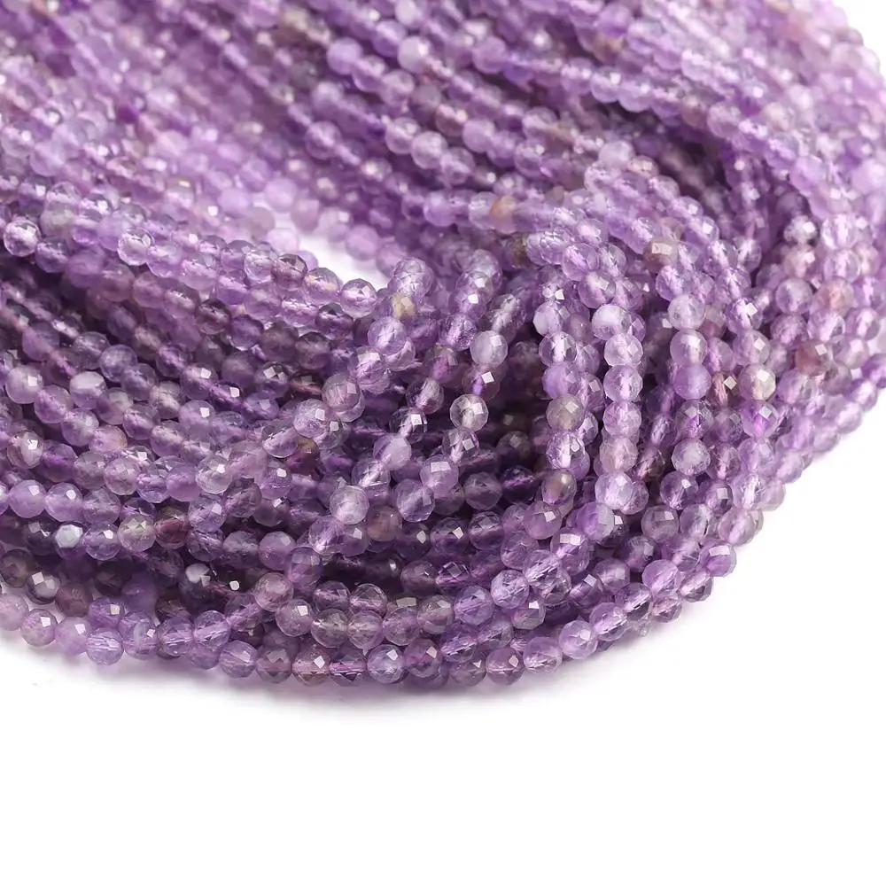 Natural Stone Beads Small Beads Faceted Amethysts 2,3,4,5mm Section Loose Beads for Jewelry Making Necklace DIY Bracelet (38cm)