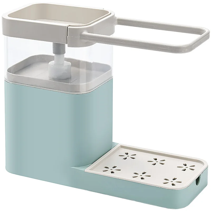 

2021 New 2 In 1 Soap Pump Dispenser Liquid Dispenser With Sponge Holder Kitchen Accessories Storage Shelf Sponge Drain Rack