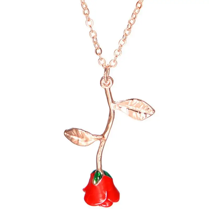 

Fashion Rose Pendant Necklace For Women New Creative Flower Chain Necklace Flower Female Jewelry Necklace