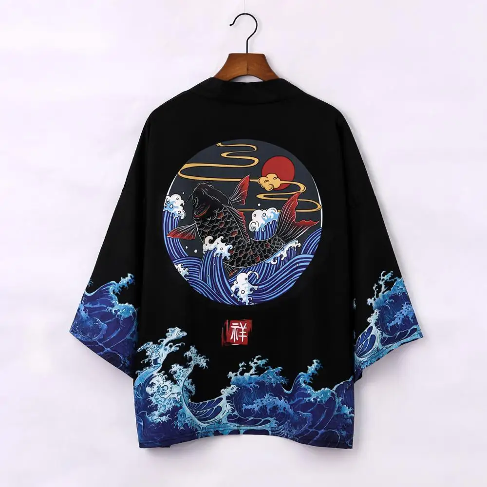 Японское кимоно кардиган для мужчин летняя Новинка Haori Samurai Kimonos каратэ уличная